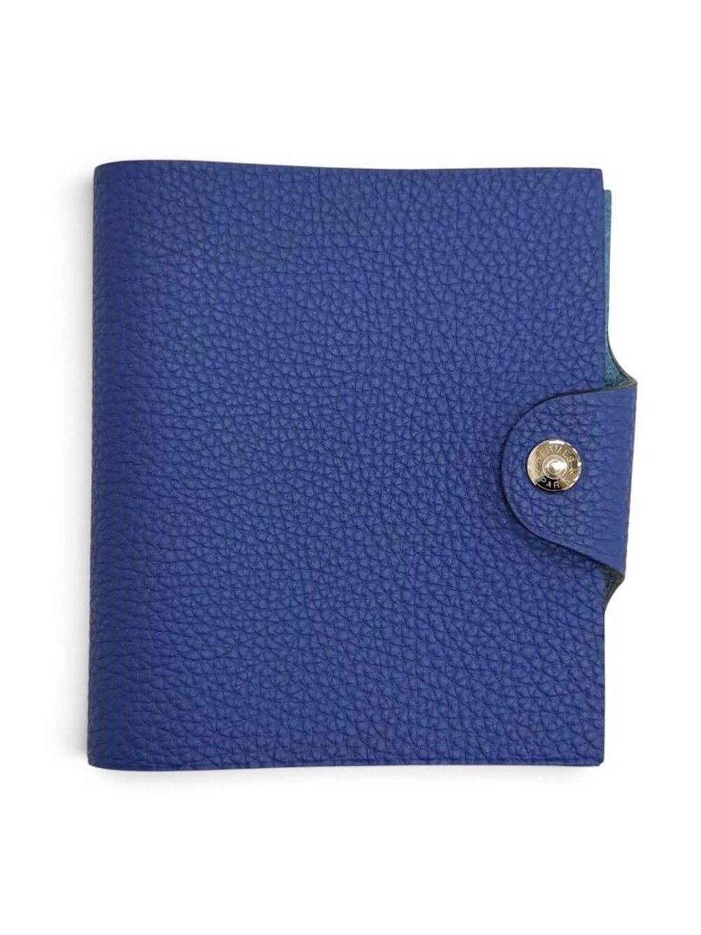 Hermes Ulysse Mini Note Cover Togo Blue Brighton Clou de Selle Snap Button